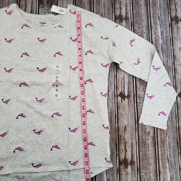 NWT Old Navy Narwhal Shirt Girl's Size XL 14 Grey and Purple  Long Sleeve - Picture 4 of 6